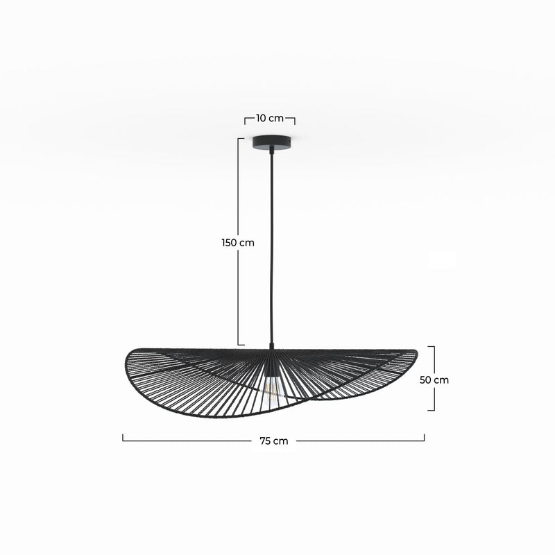 Suspension Mada noire en papier de corde 75 cm