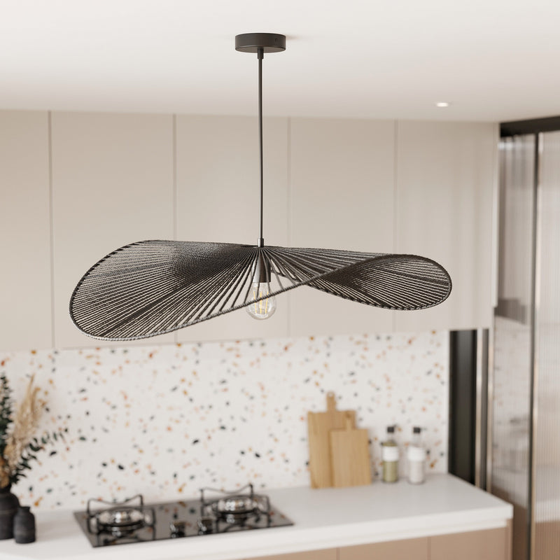 Suspension Mada noire en papier de corde 75 cm
