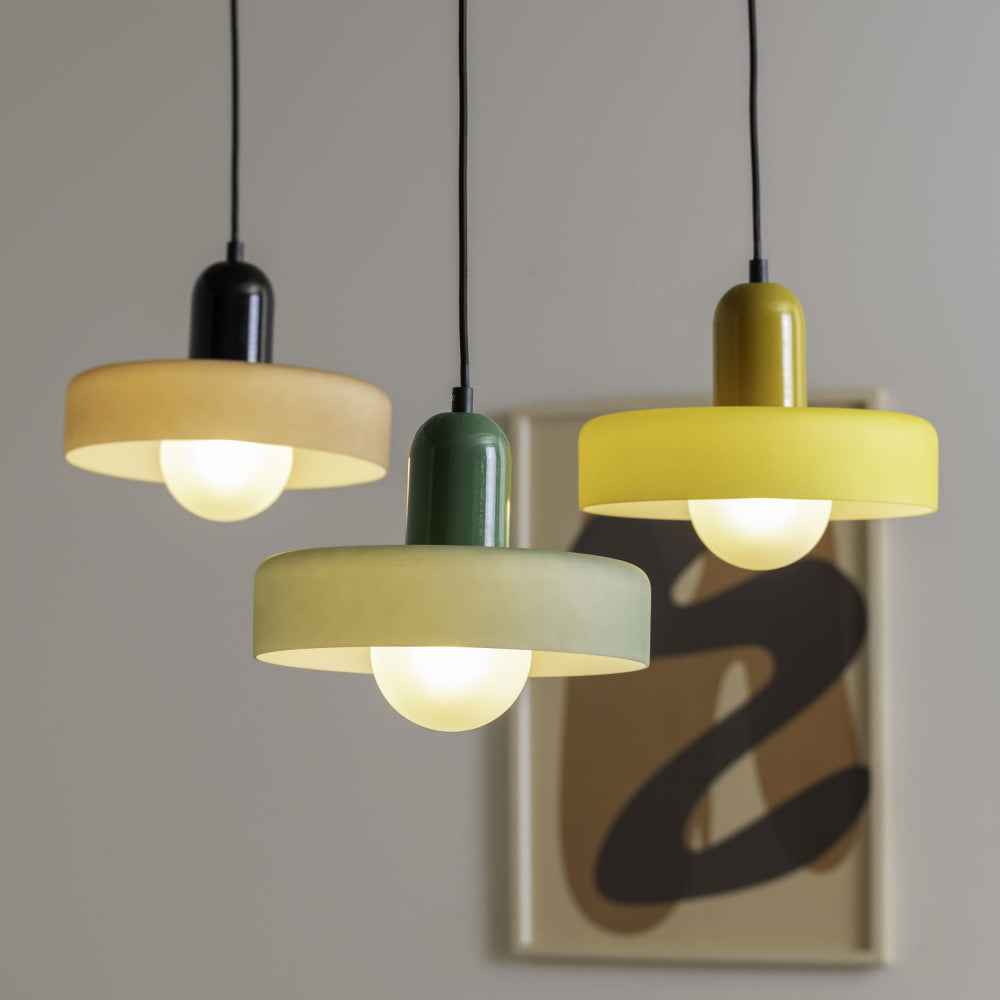 Opaco Grato - Lámpara colgante - Metal con pantalla cilíndrica - Amarillo