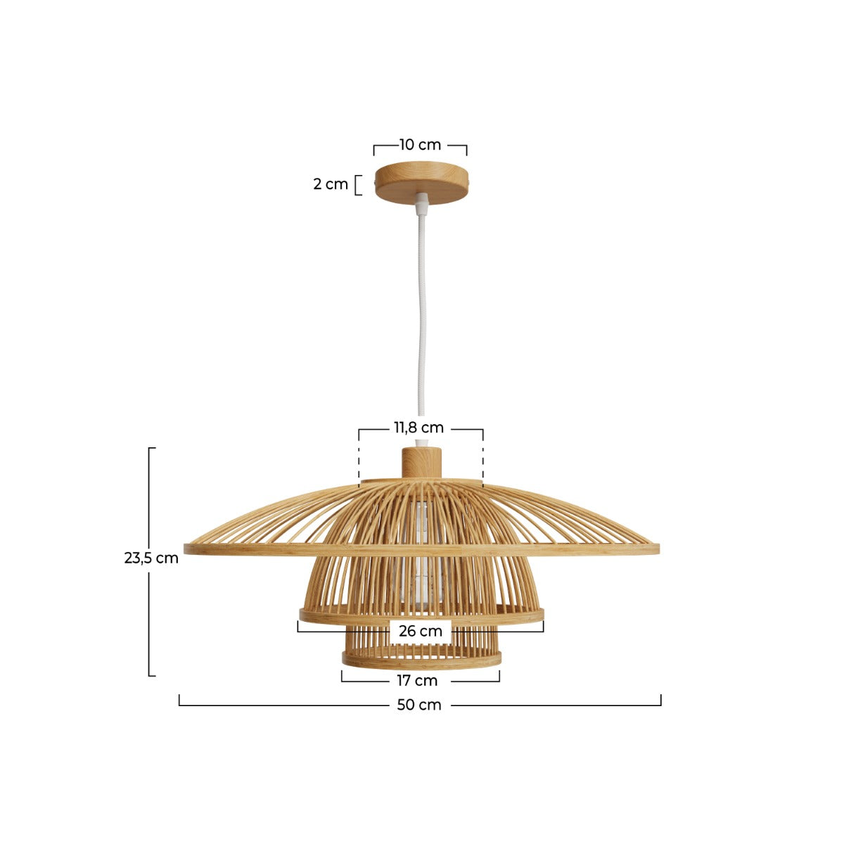Mirabel - Suspension En Bambou Naturel Et Métal