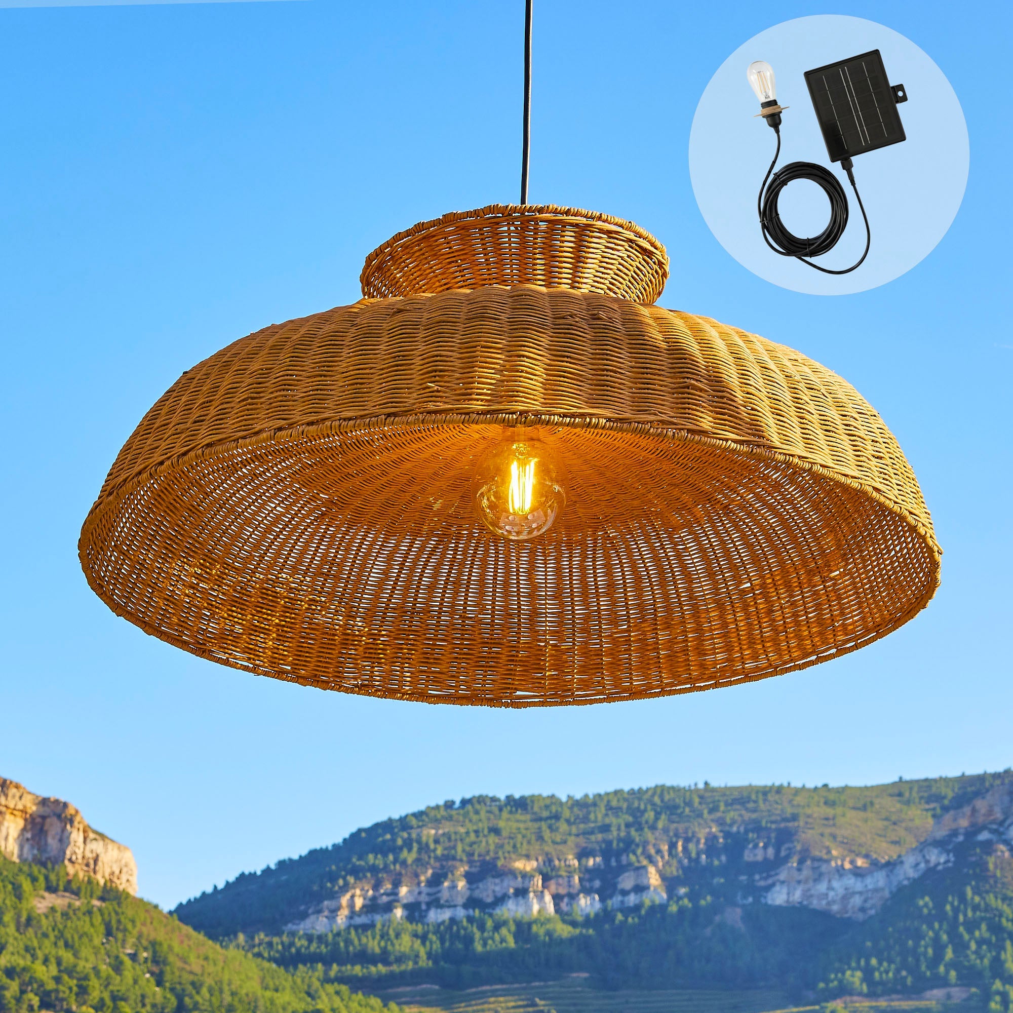 Darma - Solar Pendant Light - Rattan - Beige