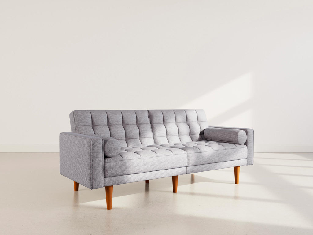 Suzanne - 2-Seater Clic-Clac Sofa Bed - Textured Fabric - Light Grey