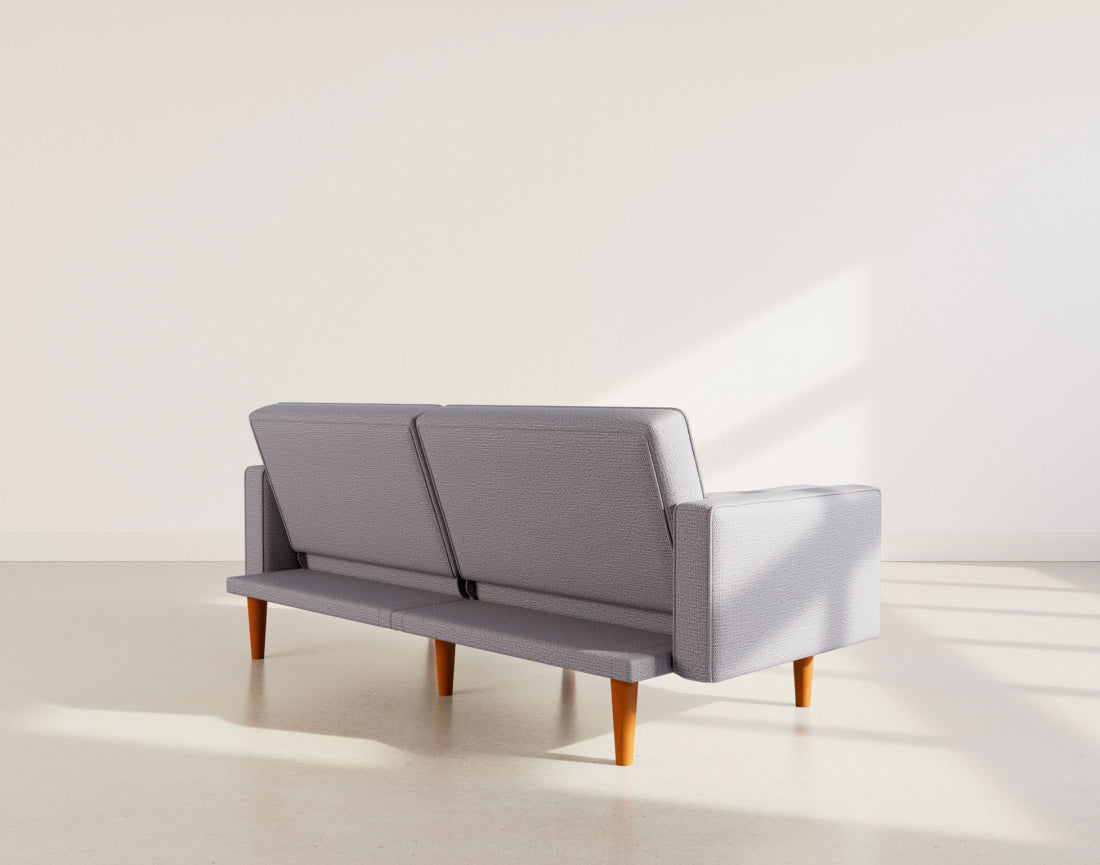 Suzanne - 2-Seater Clic-Clac Sofa Bed - Textured Fabric - Light Grey