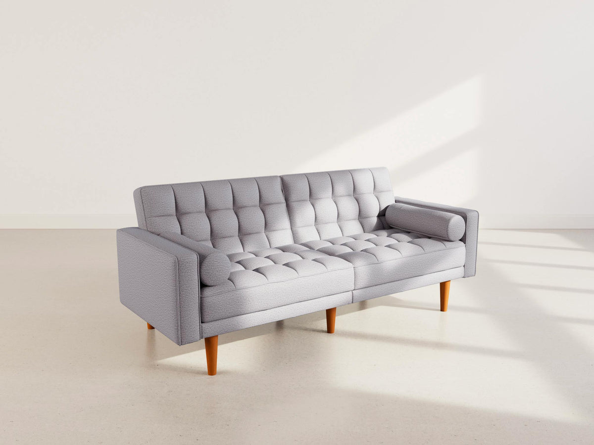 Suzanne - 2-Seater Clic-Clac Sofa Bed - Textured Fabric - Light Grey