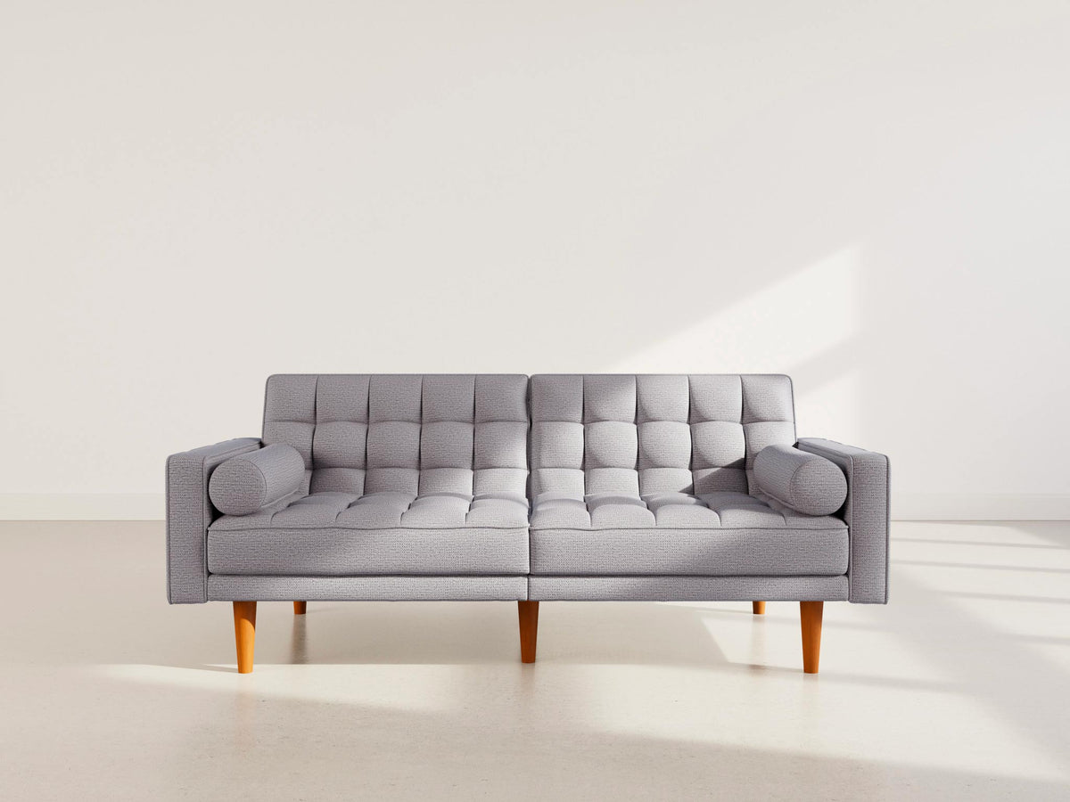 Suzanne - 2-Seater Clic-Clac Sofa Bed - Textured Fabric - Light Grey