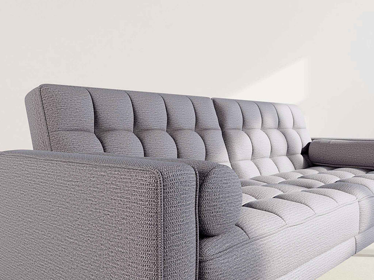 Suzanne - 2-Seater Clic-Clac Sofa Bed - Textured Fabric - Light Grey