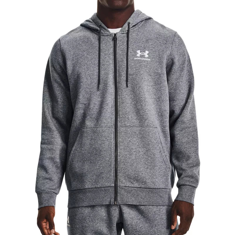 Ua Essential Fleece Fz Hoodie - Gray - Men