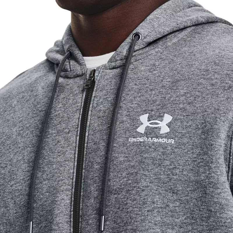 Ua Essential Fleece Fz Hoodie - Gray - Men
