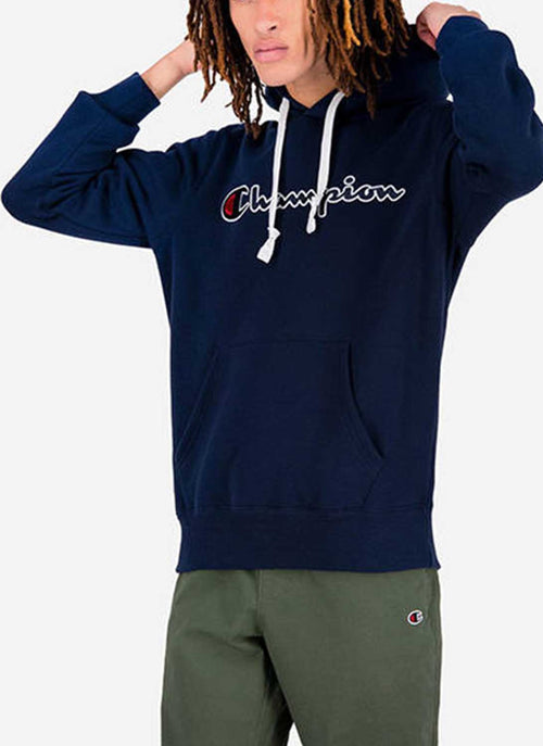 Champion - Sweat À Capuche Logo Oversize - Bleu - Homme