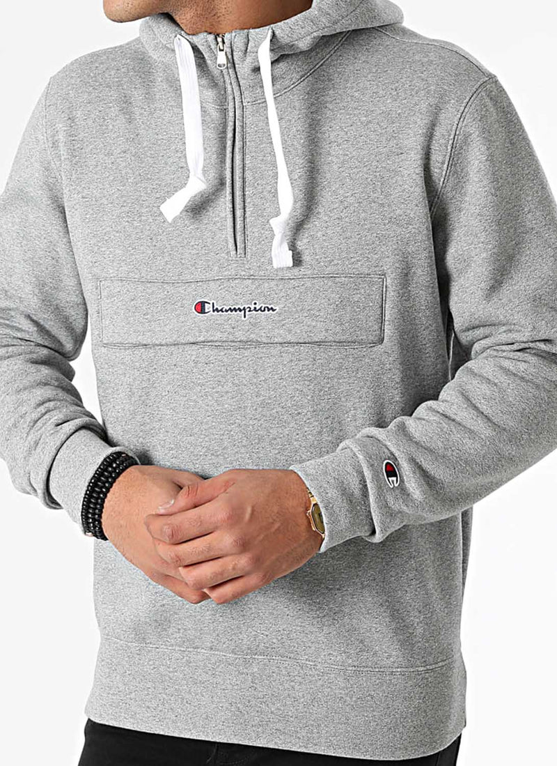 Champion - Sweat À Capuche Semi-Zippé Hooded - Gris - Homme