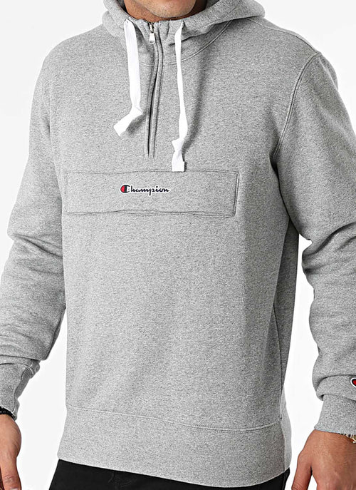 Champion - Sweat À Capuche Semi-Zippé Hooded - Gris - Homme