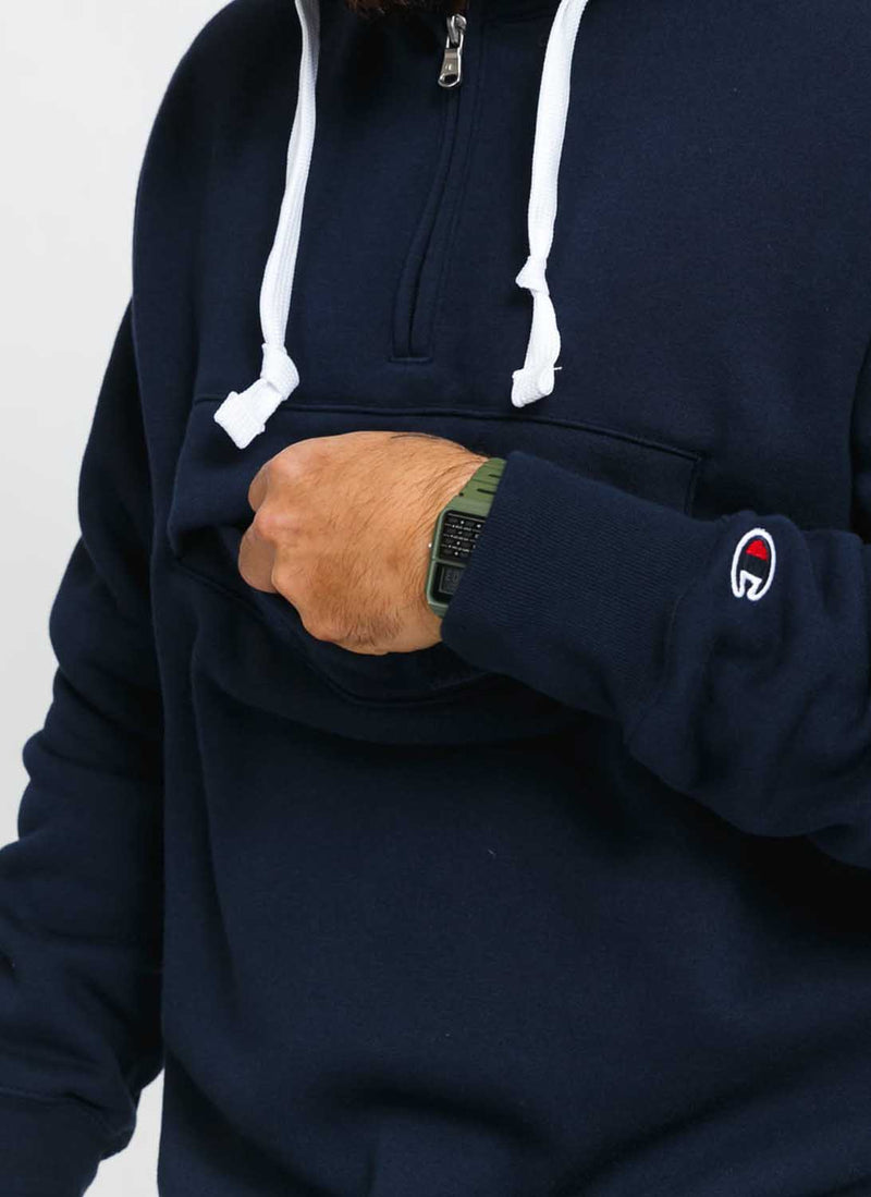 Champion - Sweat À Capuche Semi-Zippé Hooded - Bleu - Homme