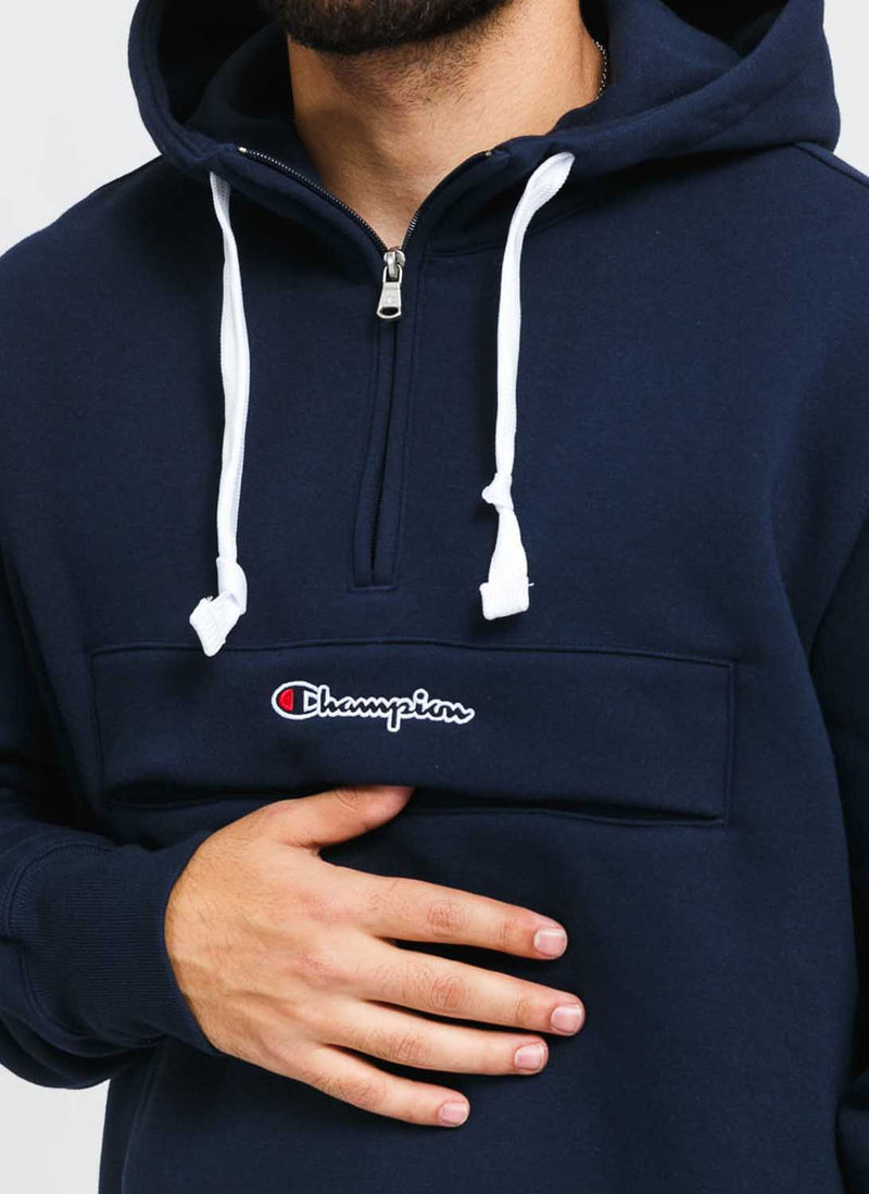 Champion - Sweat À Capuche Semi-Zippé Hooded - Bleu - Homme