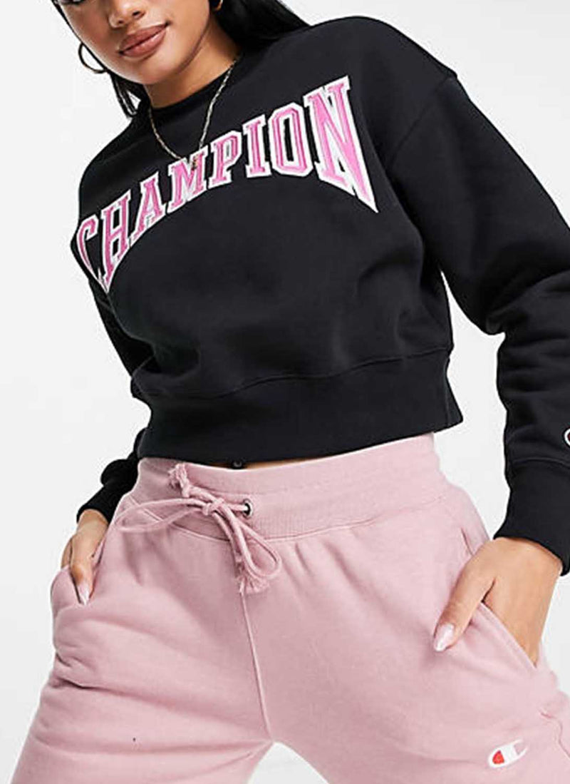 Champion - Sweat À Col Rond Logo Old School - Noir - Femme