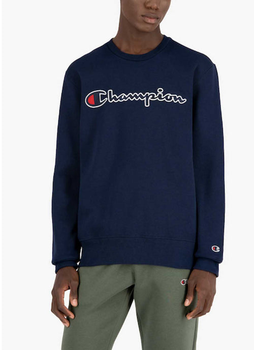 Champion - Sweat À Col Rond Logo Oversize - Bleu - Homme