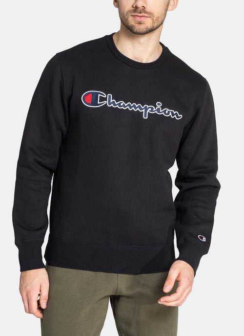 Champion - Sweat À Col Rond Logo Oversize - Noir - Homme