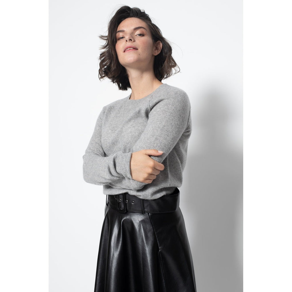Sudadera Cuello Redondo Etret Gris Jaspeado, Jersey, 100% Cachemira, 2 Hilos - Mujer