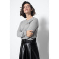 Sudadera Cuello Redondo Etret Gris Jaspeado, Jersey, 100% Cachemira, 2 Hilos - Mujer