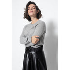 Sudadera Cuello Redondo Etret Gris Jaspeado, Jersey, 100% Cachemira, 2 Hilos - Mujer
