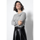 Sweat Col Rond Etret Gris Chiné, Jersey, 100% Cachemire, 2 Fils - Femme