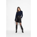 Etret Navy Round-Neck Sweatshirt, Jersey, 100% Cashmere, 2-ply - Women