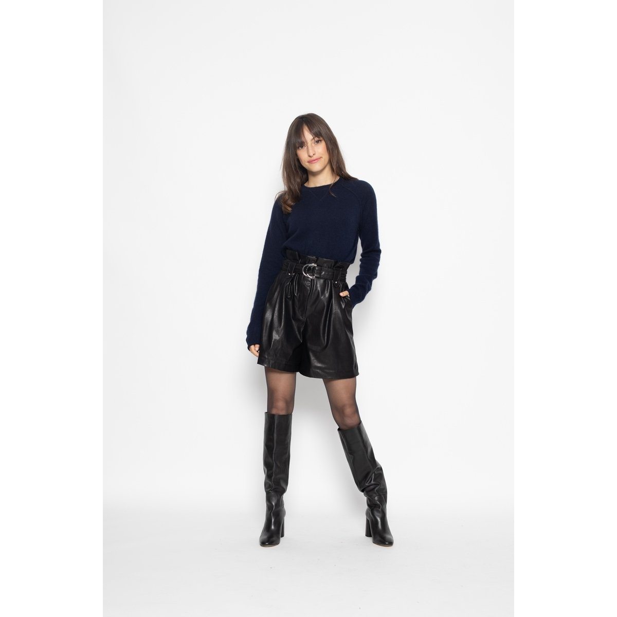 Etret Navy Round-Neck Sweatshirt, Jersey, 100% Cashmere, 2-ply - Women