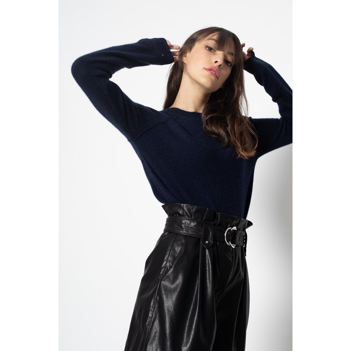 Etret Navy Round-Neck Sweatshirt, Jersey, 100% Cashmere, 2-ply - Women