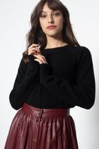 Authentic Cashmere - Sweat Col Rond Etret Noir, Jersey, 100% Cachemire, 2 Fils - Femme