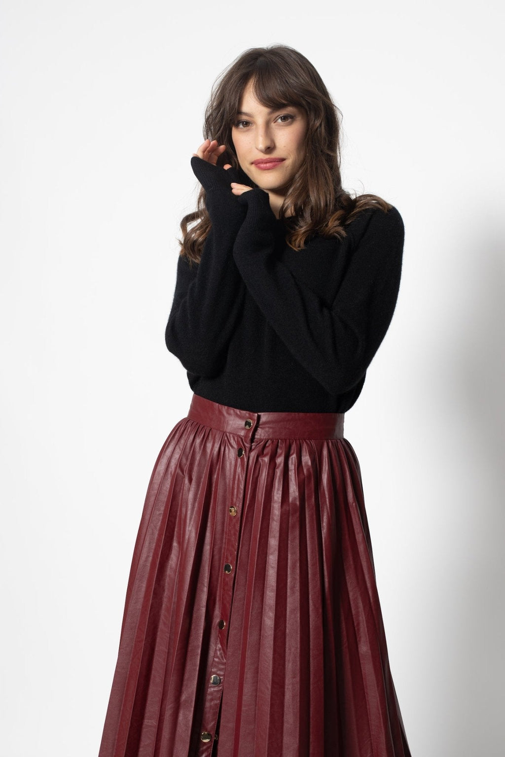 Authentic Cashmere - Sweat Col Rond Etret Noir, Jersey, 100% Cachemire, 2 Fils - Femme