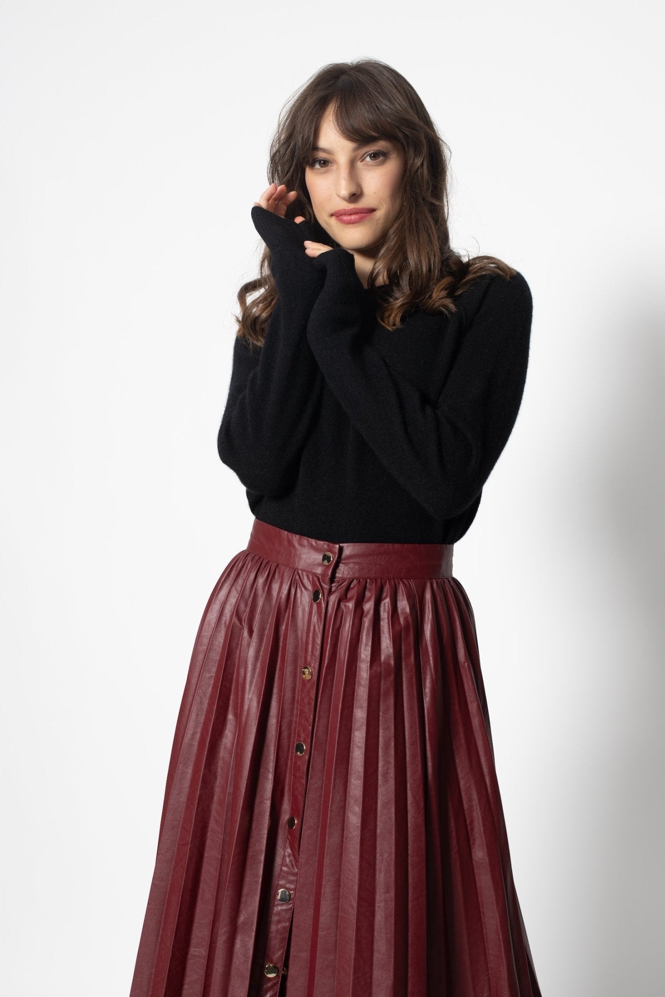 Authentic Cashmere - Sweat Col Rond Etret Noir, Jersey, 100% Cachemire, 2 Fils - Femme