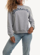 Trussardi - Sweat Coton Mélangé - E696 Melange Grey Print Blue - Femme