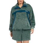 Gayel Sherpa Half Snap Sweatshirt - Green