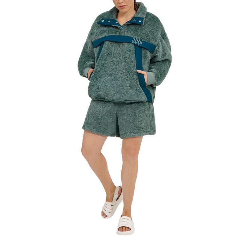 Gayel Sherpa Half Snap Sweatshirt - Green