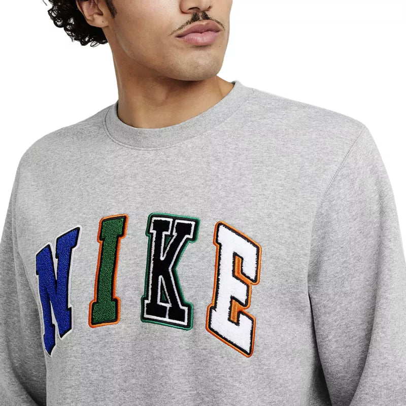 Sweat Nike Nsw Club Crew Letters - Gris Bleu/Blanc