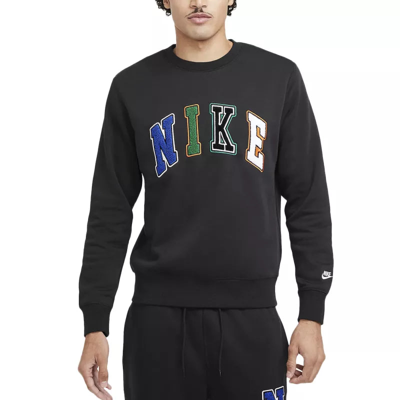 Sweat Nike Nsw Club Crew Letters - Noir/Vert/Blanc/Bleu