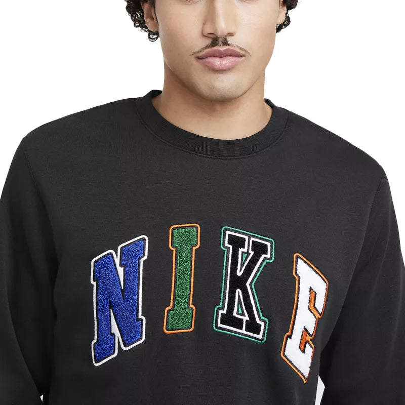 Sweat Nike Nsw Club Crew Letters - Noir/Vert/Blanc/Bleu