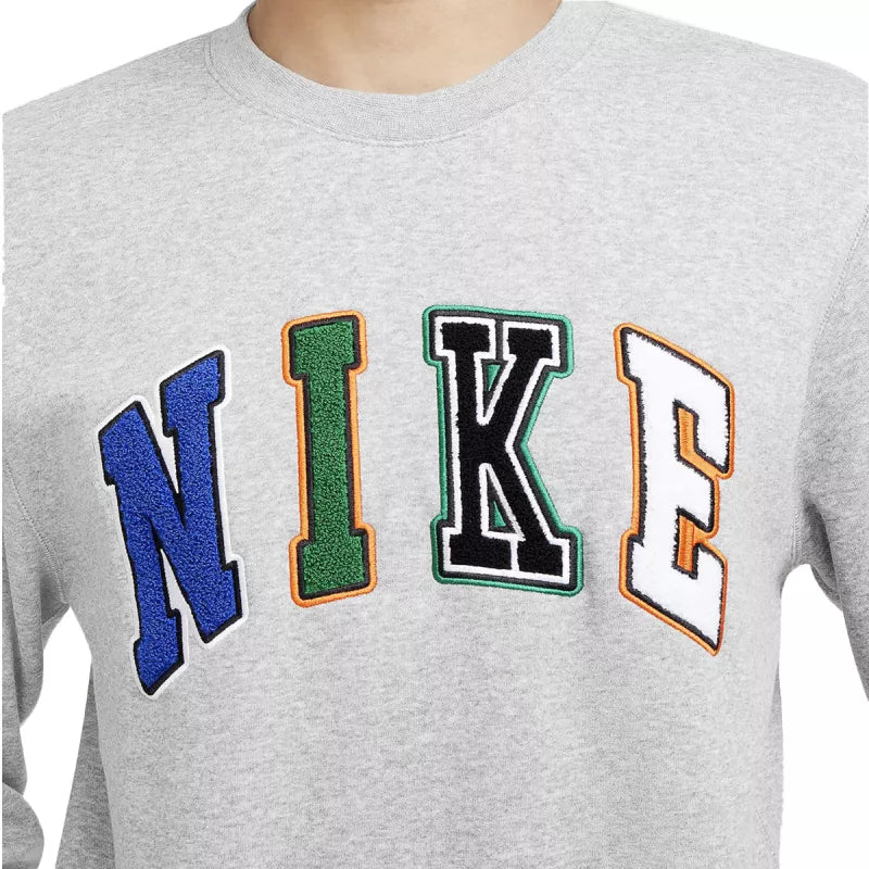 Sweat Nike Nsw Club Crew Letters - Gris Bleu/Blanc