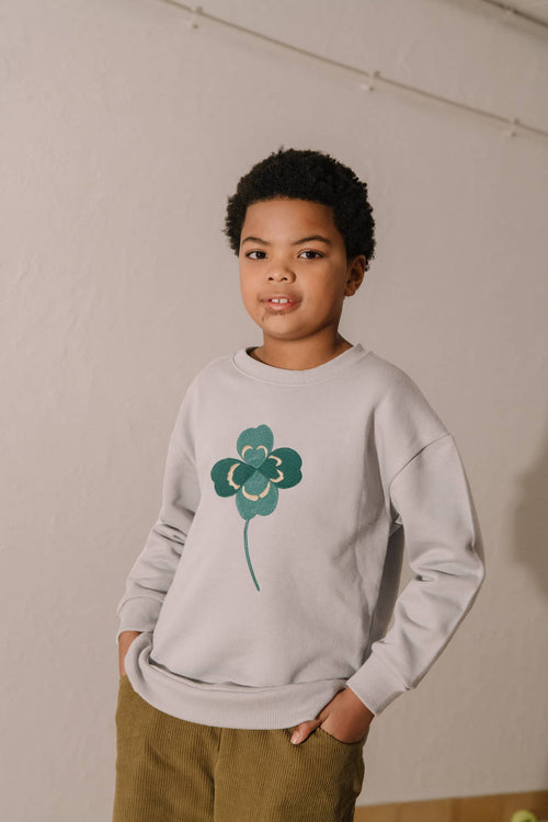 Sudadera con bordado de trébol gris de Bart