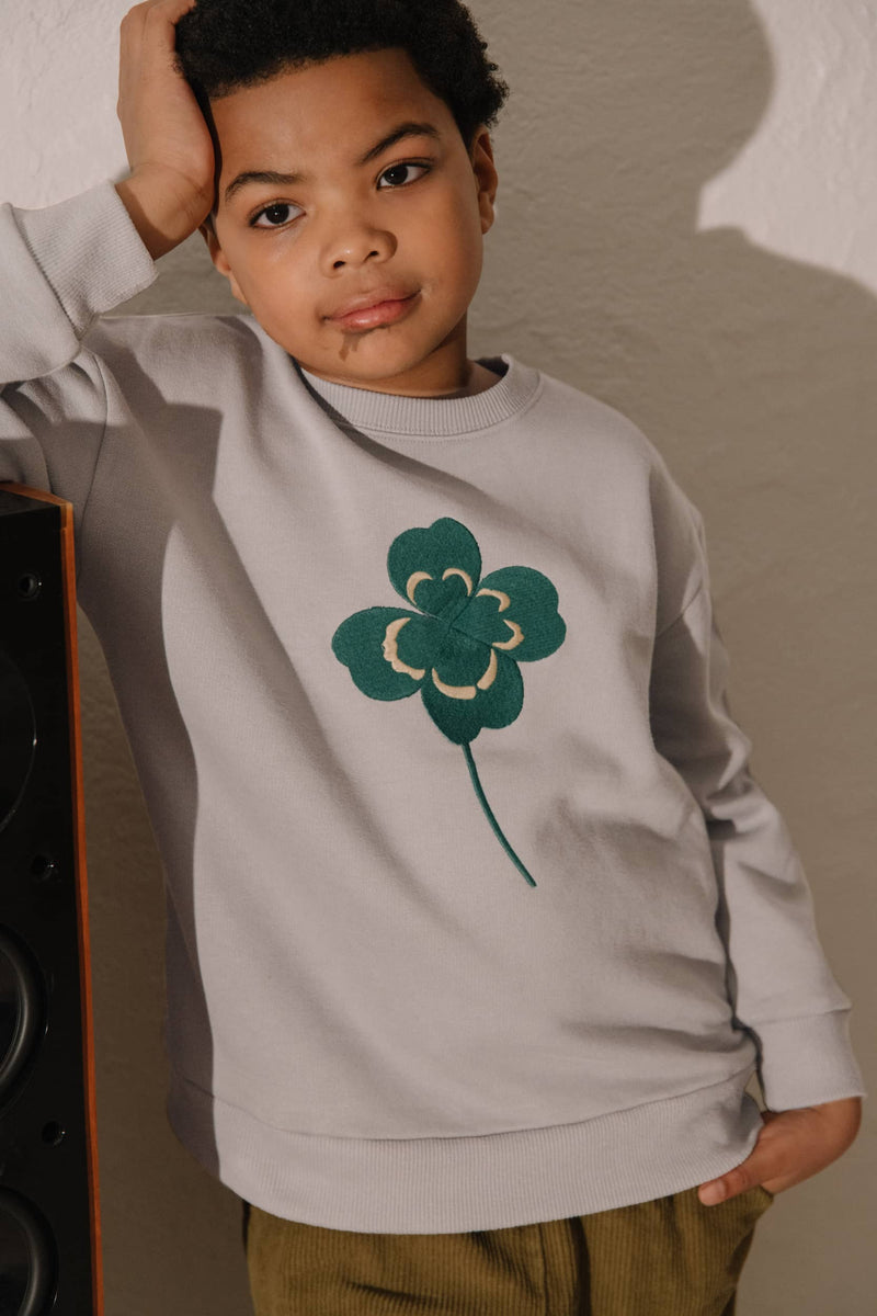 Bart Gray Clover Embroidered Sweatshirt
