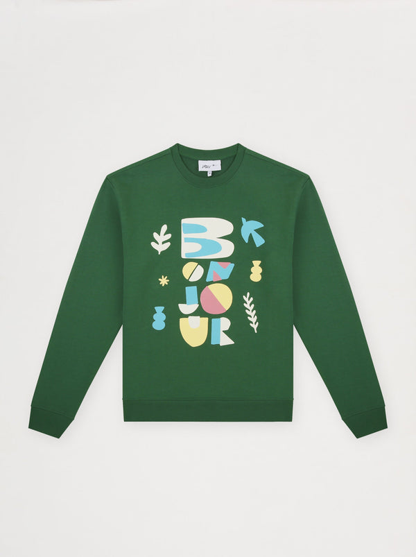Sweat Unisexe Bonjour Vert