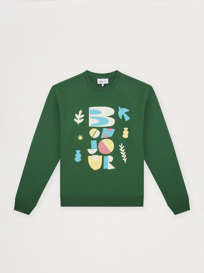 Sweat Unisexe Bonjour Vert