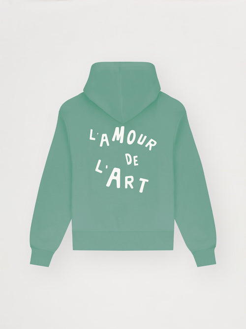 Sweat capuche unisexe L'AMOUR DE L'ART vert givré