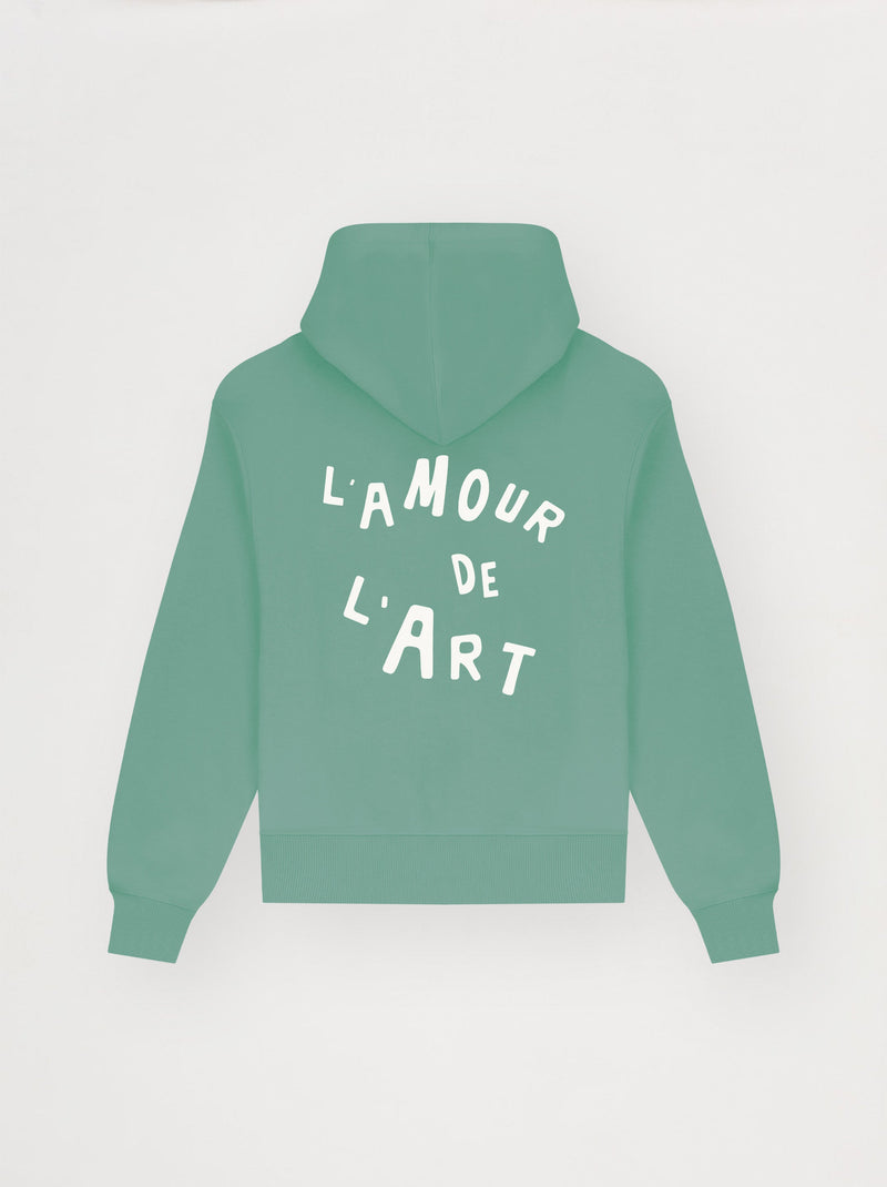 Sweat capuche unisexe L'AMOUR DE L'ART vert givré