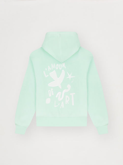 Sweat capuche unisexe FRESQUE vert d'eau
