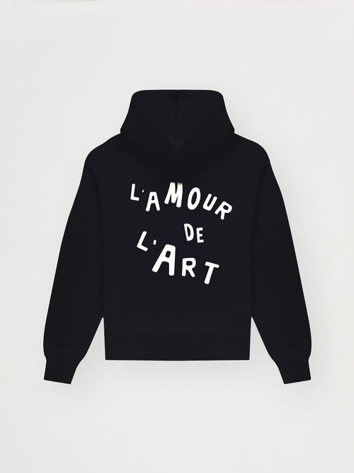 Sweat capuche unisexe L'AMOUR DE L'ART noir fusain