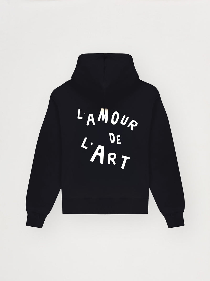 Sweat capuche unisexe L'AMOUR DE L'ART noir fusain