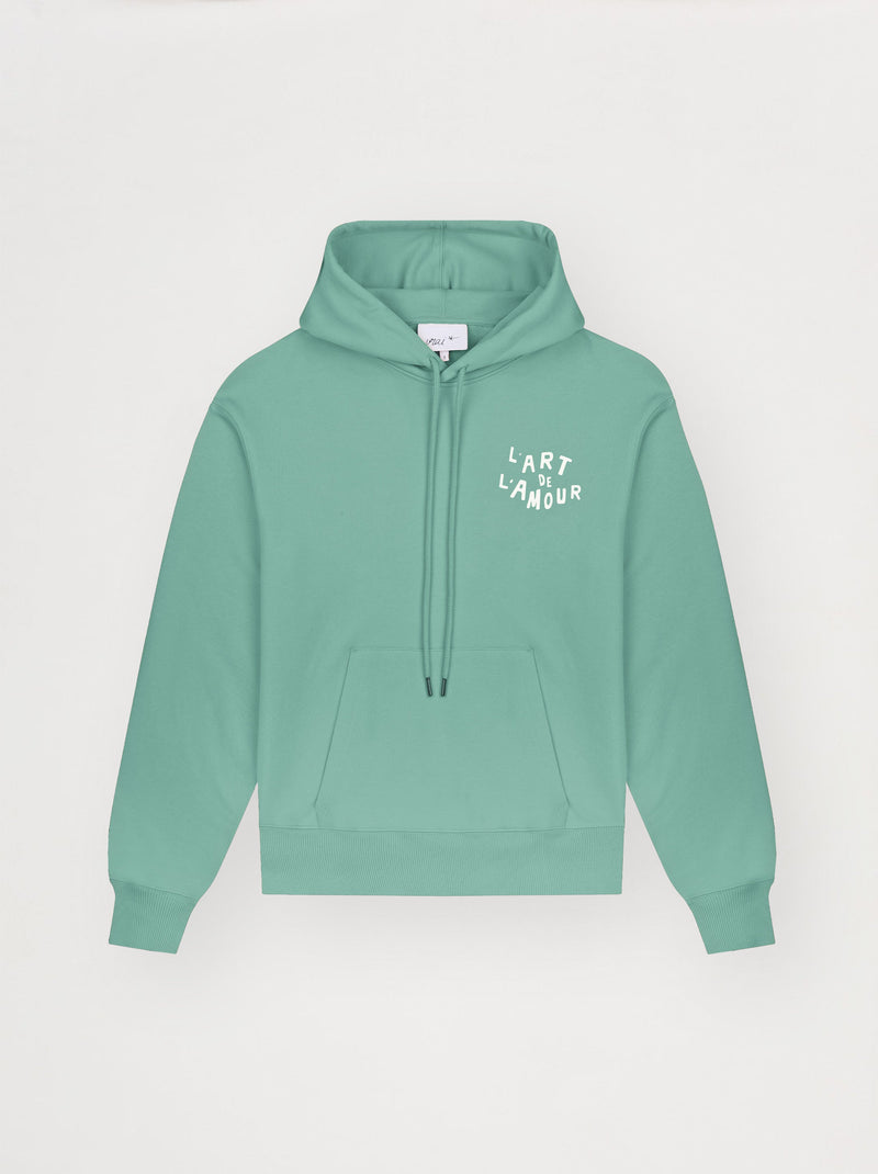 Sweat capuche unisexe L'AMOUR DE L'ART vert givré