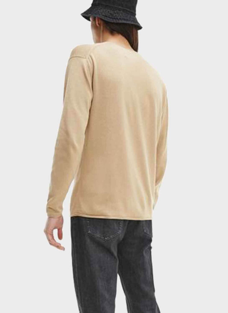 Calvin Klein - Pull Fin Brodé - Travertine - Homme