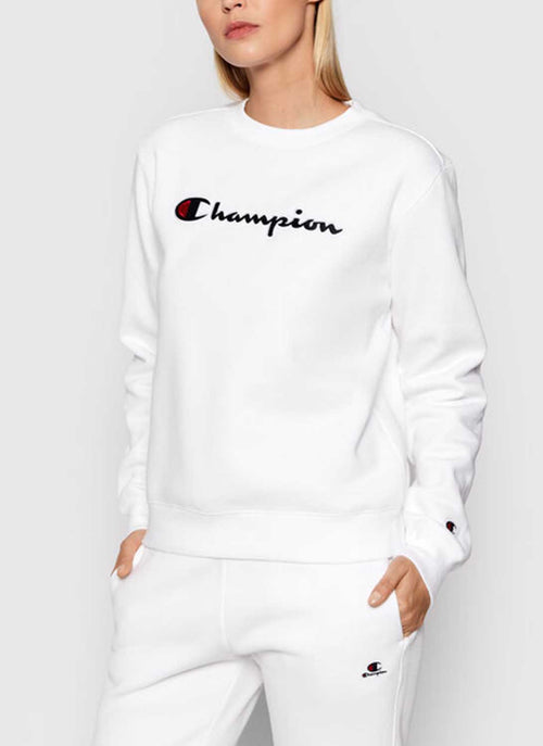 Champion - Sweatshirt À Col Rond Et Logo - Blanc - Femme