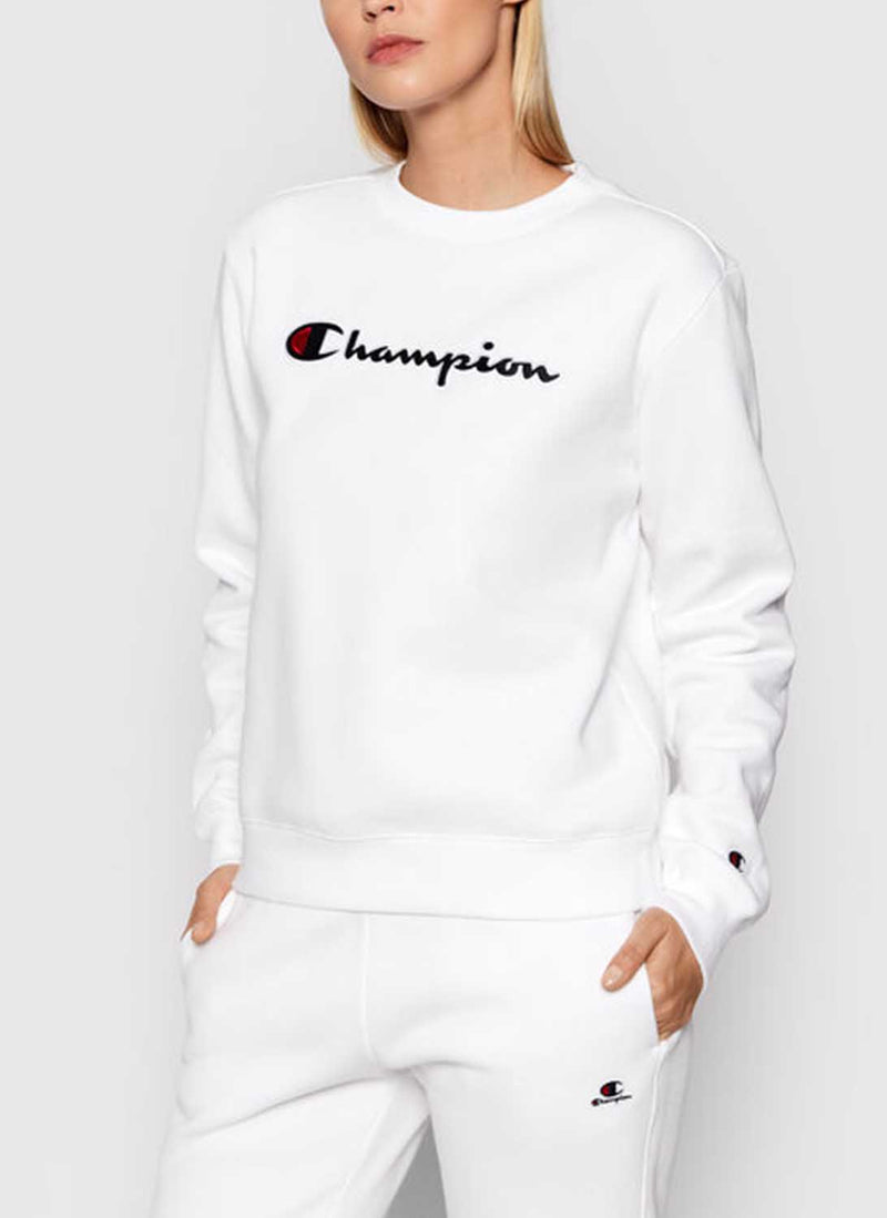 Champion - Sweatshirt À Col Rond Et Logo - Blanc - Femme